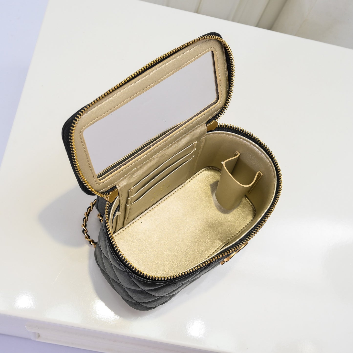 C ` H ` ANEL genuine leather women's bag diamond chain makeup bag lipstick crossbody women's bag - Fashion Boutique
