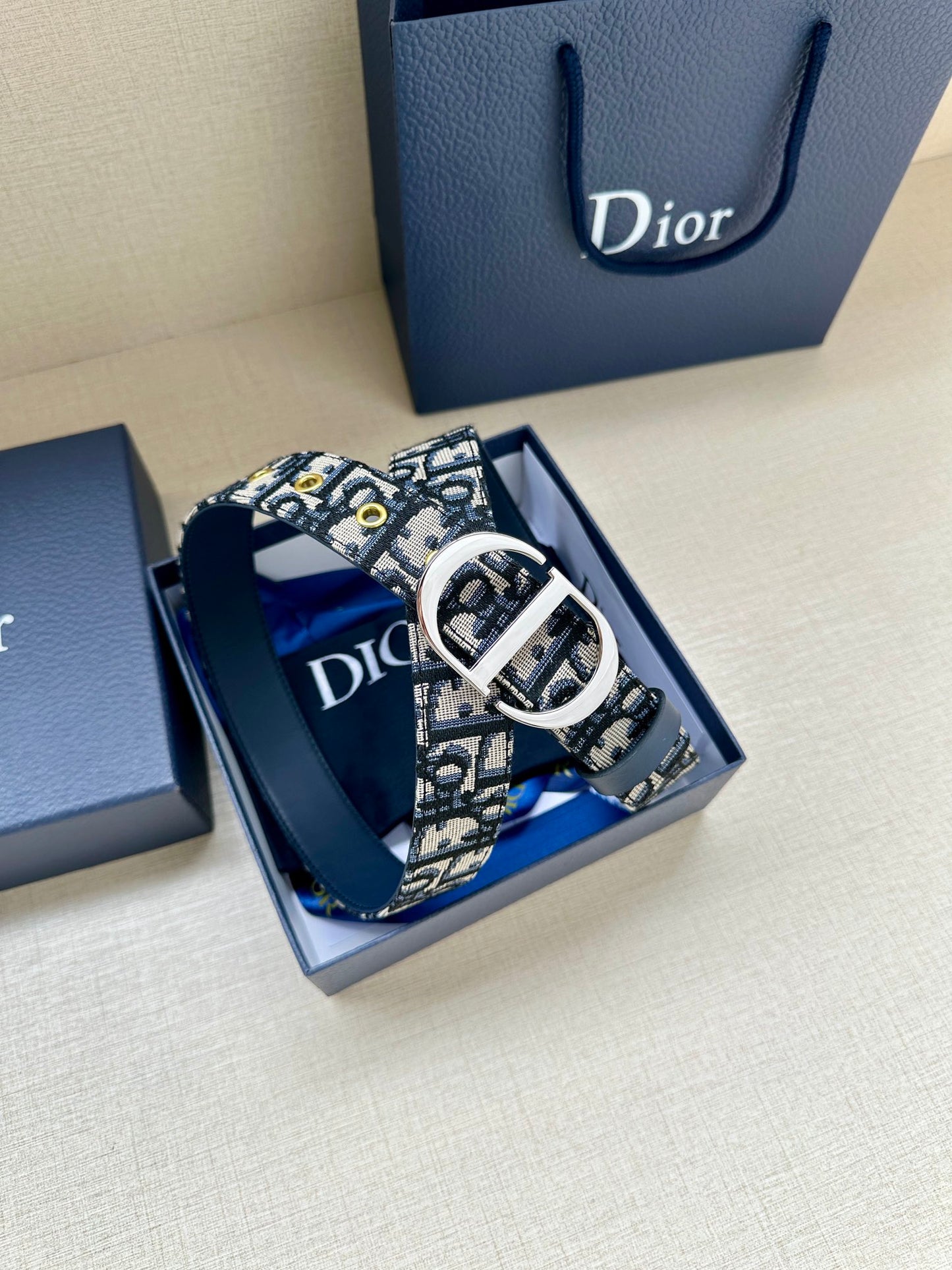New trendy Instagram style CD men's smooth buckle woven fabric pattern fashionable versatile waist belt