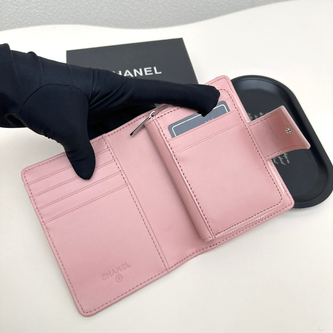 New Xiaoxiang style women's short top layer cowhide zipper coin purse, genuine leather diamond card wallet