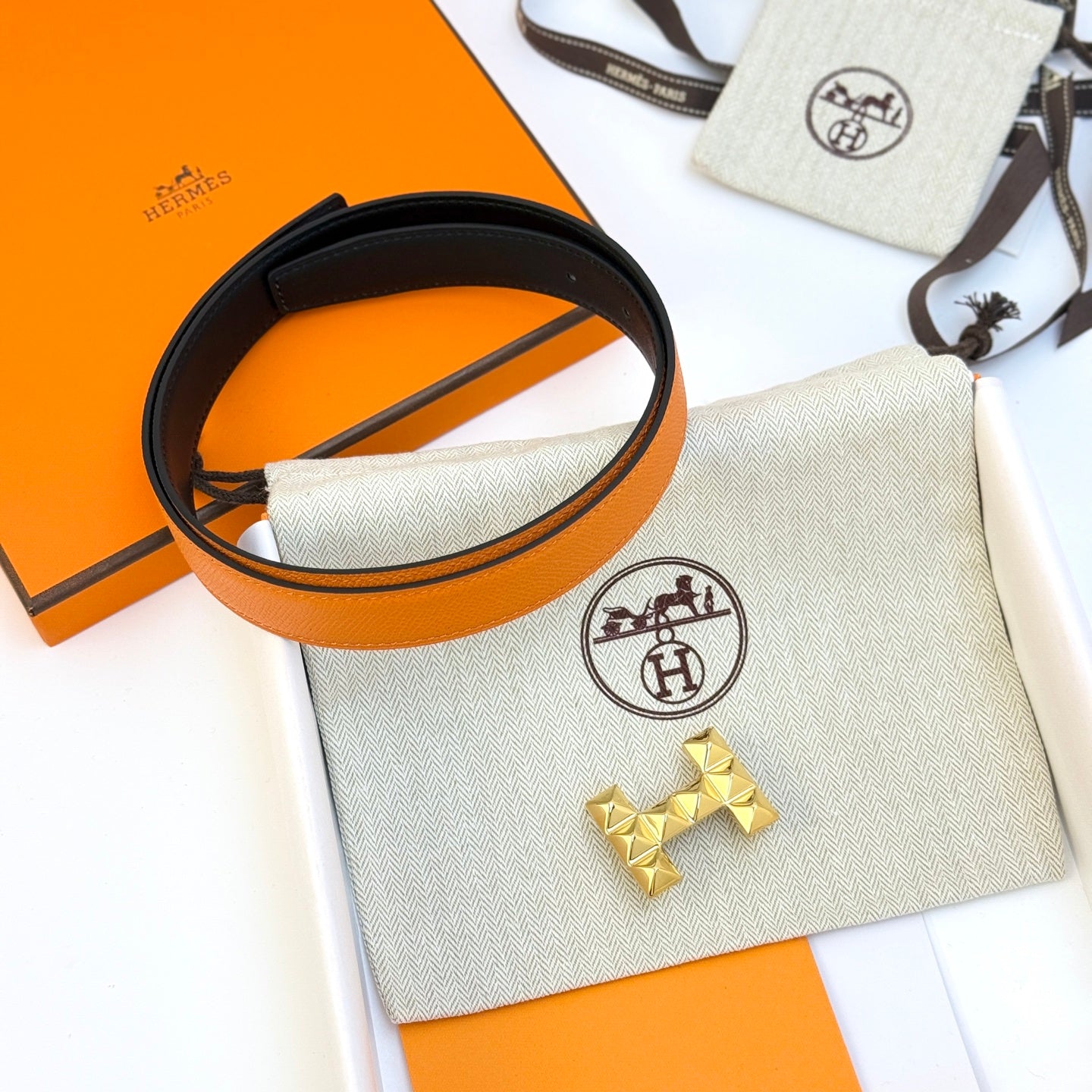H new Infini belt buckle and double-sided leather women's 24mm