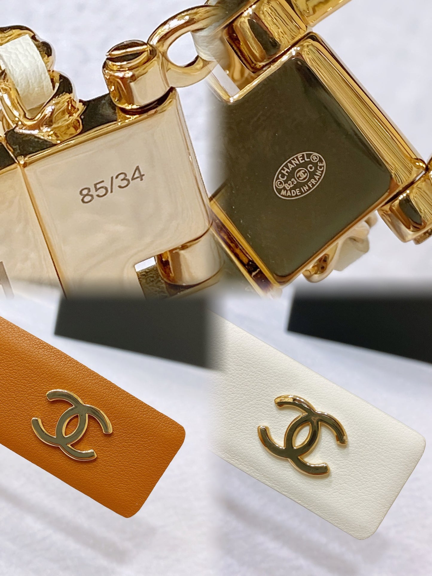 New Cha~nel imported glossy calf leather 3cm soft, delicate, elegant and fashionable double-sided belt