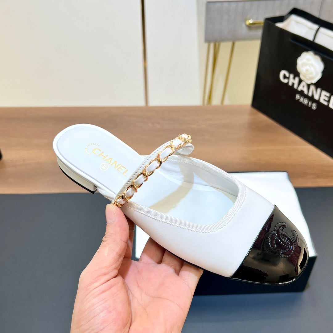 New luxury fashion Double C "logo" Versatile Mary Jane Chain Single Shoes