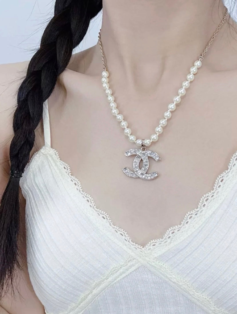 New Fashion Full Diamond Pearl Women's Necklace