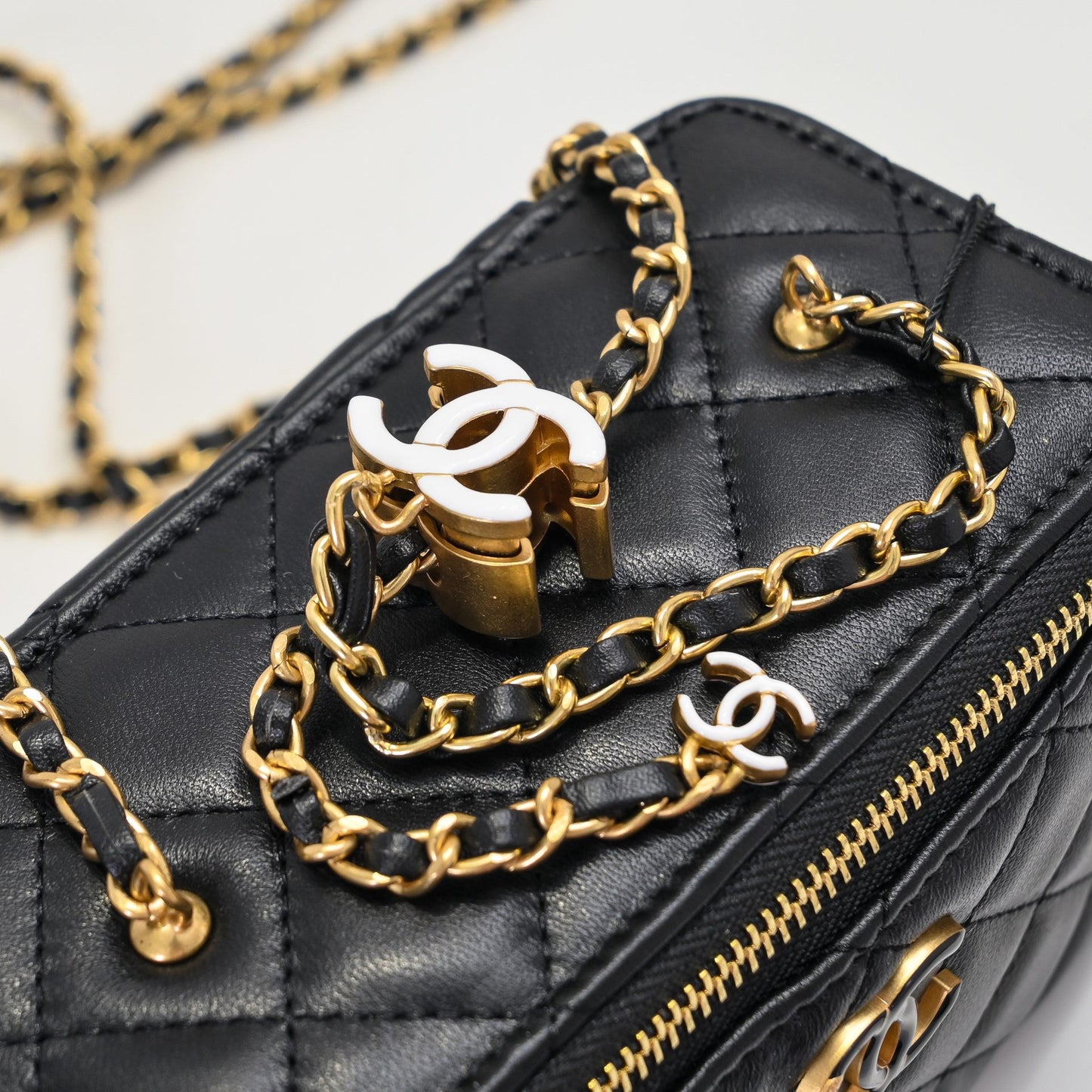 C ` H ` ANEL genuine leather women's bag diamond chain makeup bag lipstick crossbody women's bag - Fashion Boutique