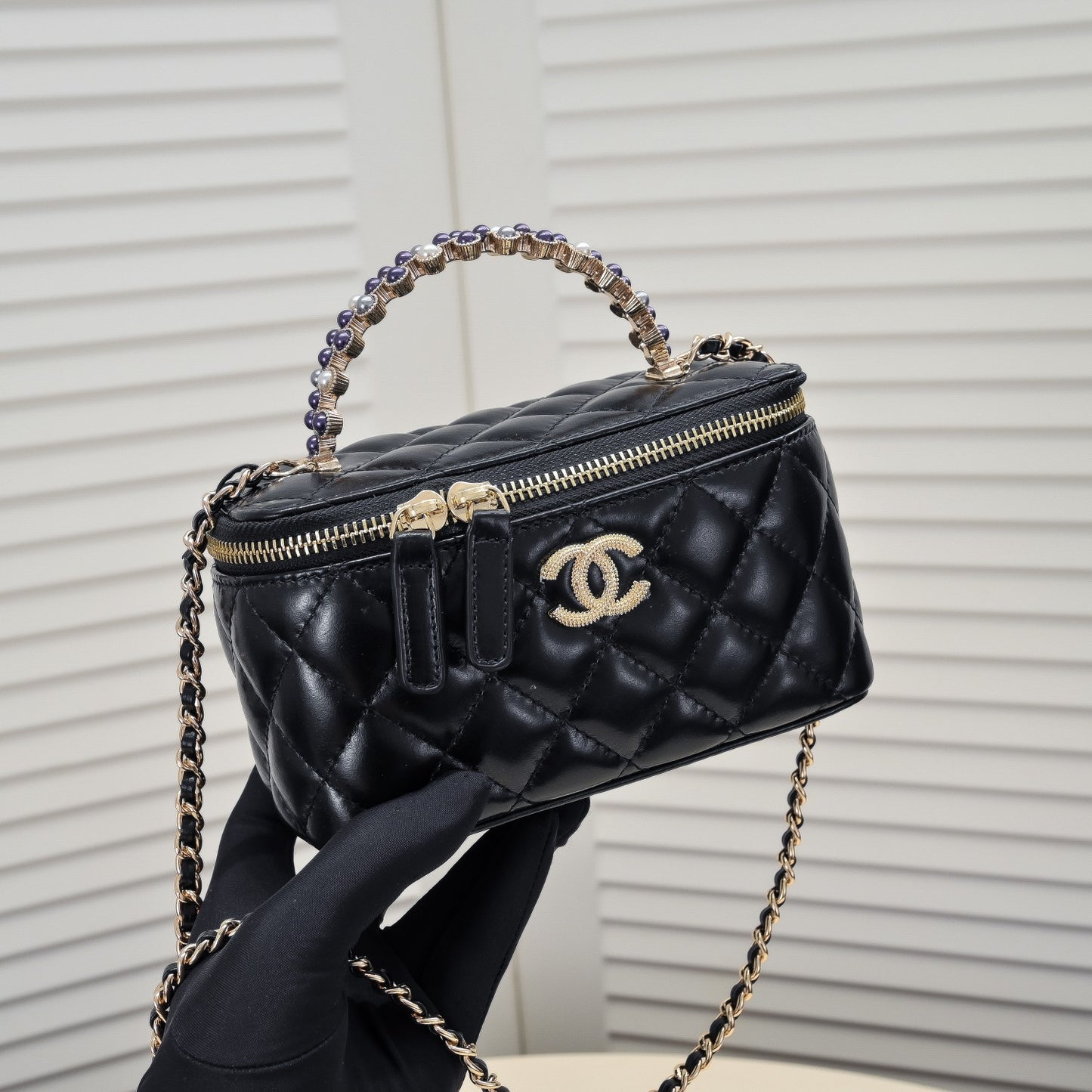 New fashionable ins caviar diamond grid chain shoulder and crossbody women's makeup bag - Fashion Boutique