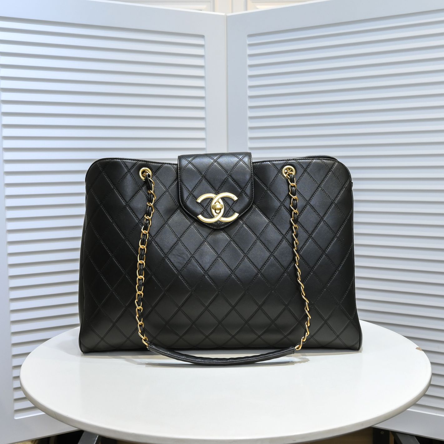 New high-end diamond grid chain fashionable tote large capacity shoulder bag - Fashion Boutique