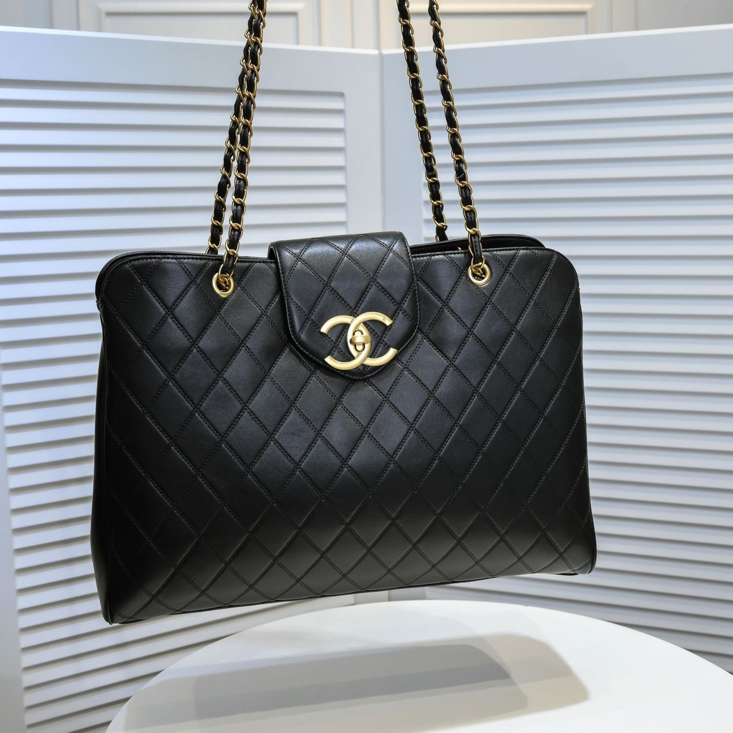New high-end diamond grid chain fashionable tote large capacity shoulder bag - Fashion Boutique