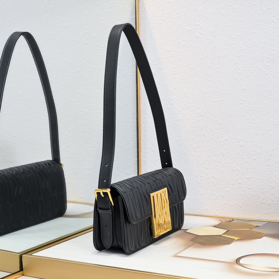 2024 New D Home Fashion Trend Miss Metal Plaque Flip Open Underarm Bag - Fashion Boutique