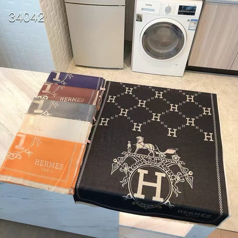 High quality European and American brand h letter thick cashmere scarf popular warm shawl multifunctional with Box - Fashion Boutique