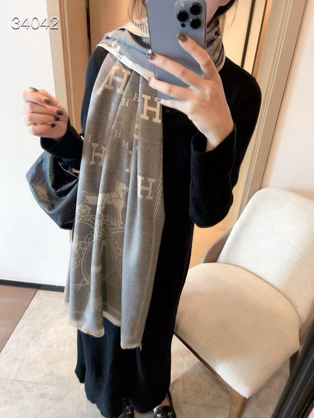 High quality European and American brand h letter thick cashmere scarf popular warm shawl multifunctional with Box - Fashion Boutique