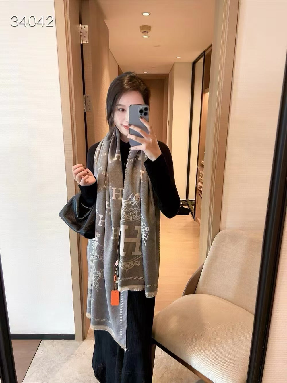 High quality European and American brand h letter thick cashmere scarf popular warm shawl multifunctional with Box - Fashion Boutique