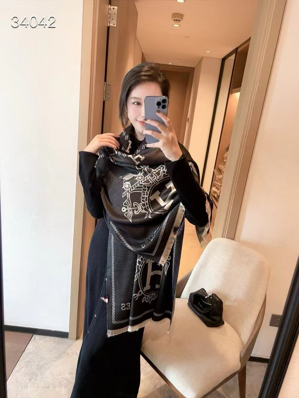 High quality European and American brand h letter thick cashmere scarf popular warm shawl multifunctional with Box - Fashion Boutique