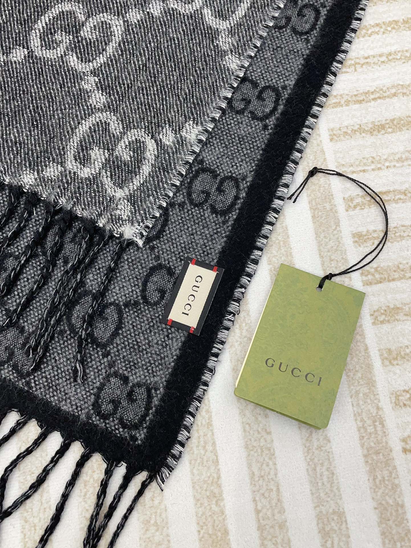 New Fashion Luxury Wool GG Jacquard Tassel Women's and Men's Knitted Double sided Scarf with Box