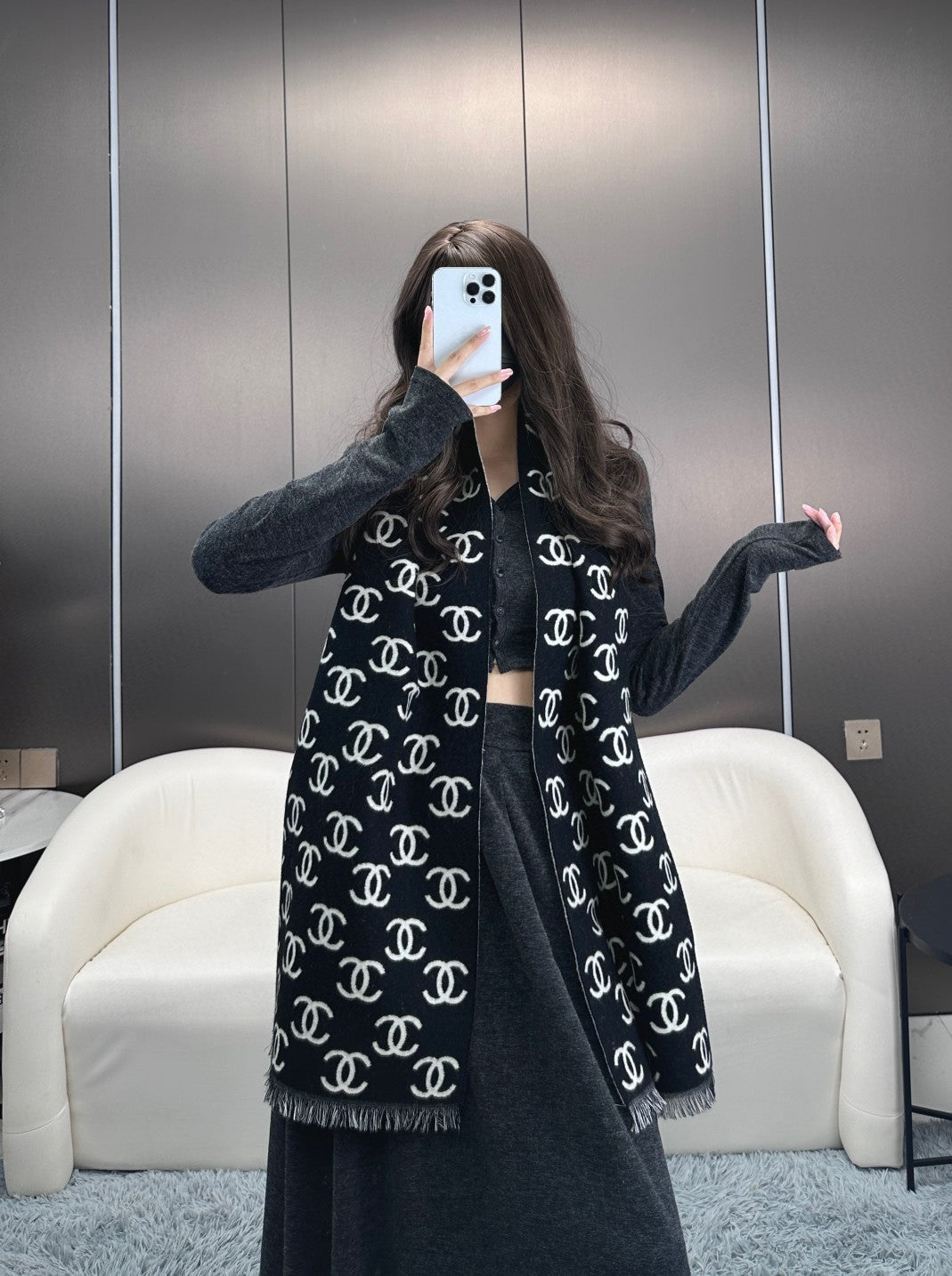 New trendy small fragrant style cashmere wool women's versatile thick scarf scarf, scarf, shawl dual-use with box