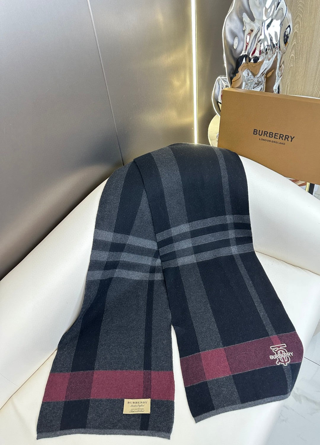New men's plaid thickened warm high-end scarf with box