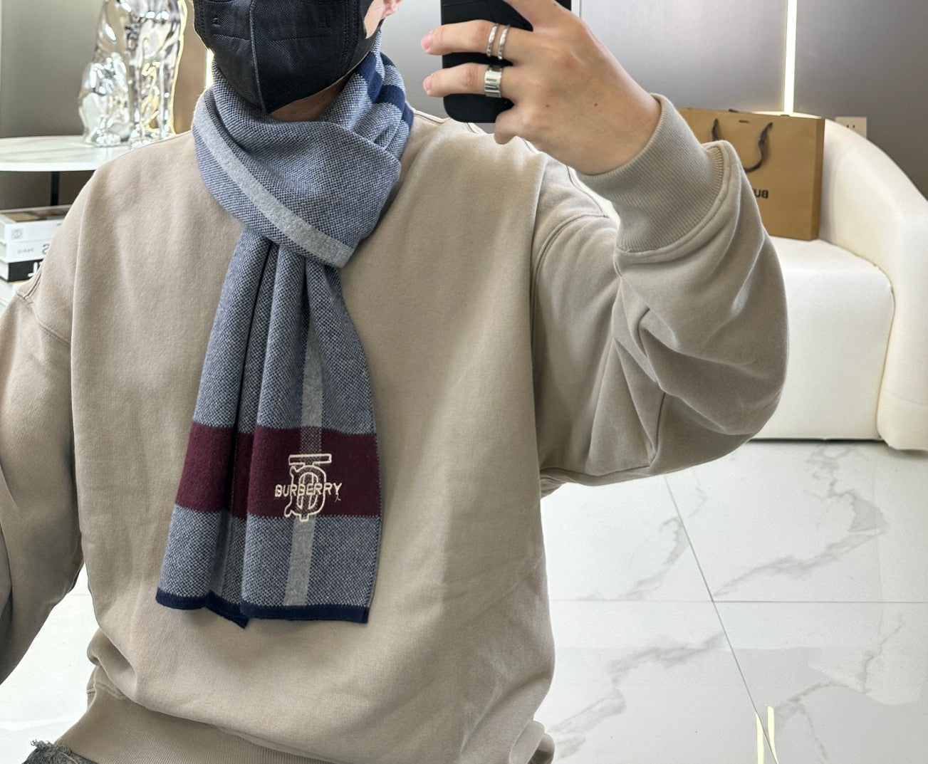 New men's plaid thickened warm high-end scarf with box