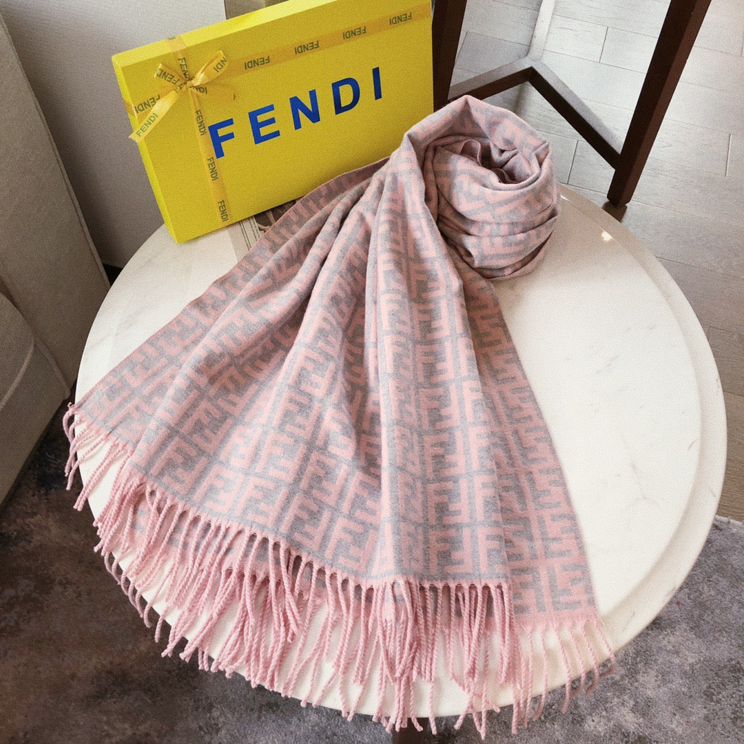 New Classic Versatile Double sided Old Flower Double F Letter Autumn and Winter Men's and Women's Shawl Men's and Women's Scarf with Box