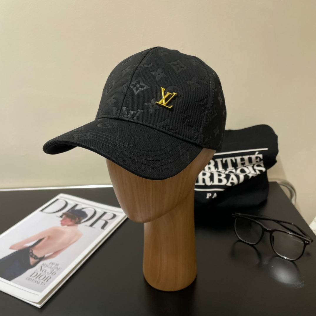 New Light Luxury Old Flower Pattern Hat Baseball Hat Men and Women Black Duck Tongue Hat Outdoor