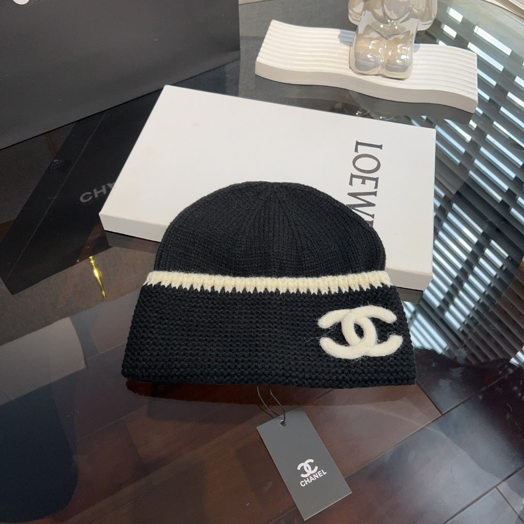 New Xiaoxiangfeng Knitted Hat Winter Dome Warm Double C Wool Hat Warm Cold Hat Big Face Show Face Small Woman
