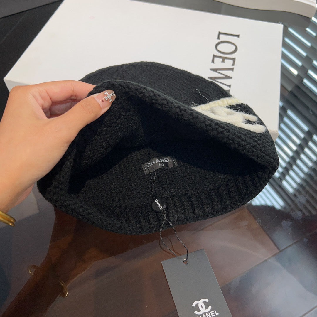 New Xiaoxiangfeng Knitted Hat Winter Dome Warm Double C Wool Hat Warm Cold Hat Big Face Show Face Small Woman