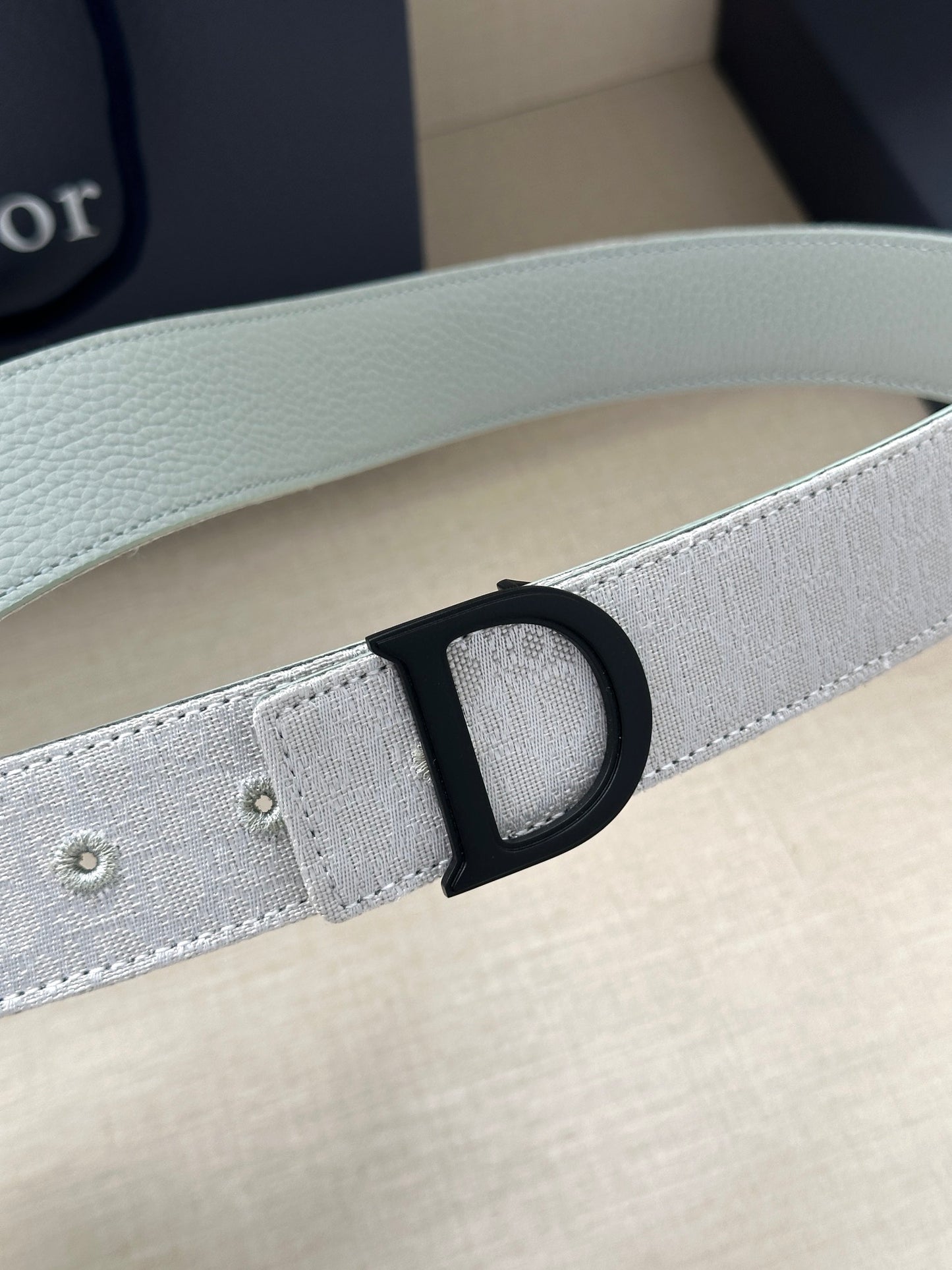 New high-quality men's leather letter printed smooth buckle woven fabric pattern fashionable versatile waist belt