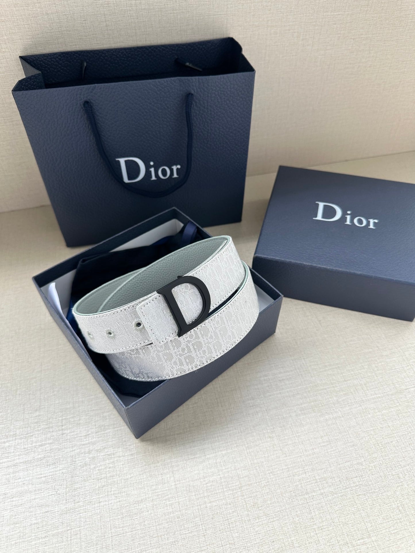 New high-quality men's leather letter printed smooth buckle woven fabric pattern fashionable versatile waist belt