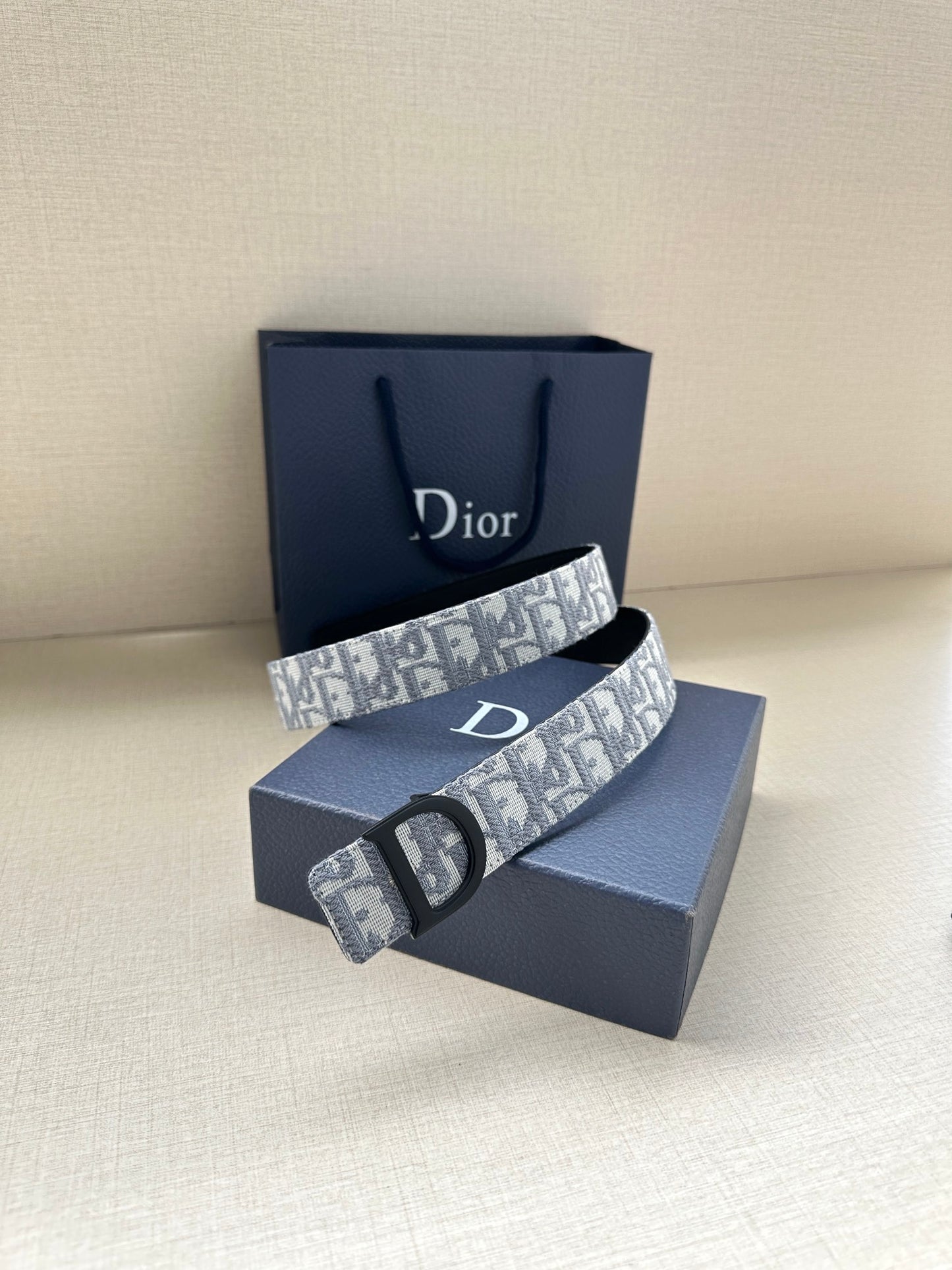 New high-quality men's leather letter printed smooth buckle woven fabric pattern fashionable versatile waist belt