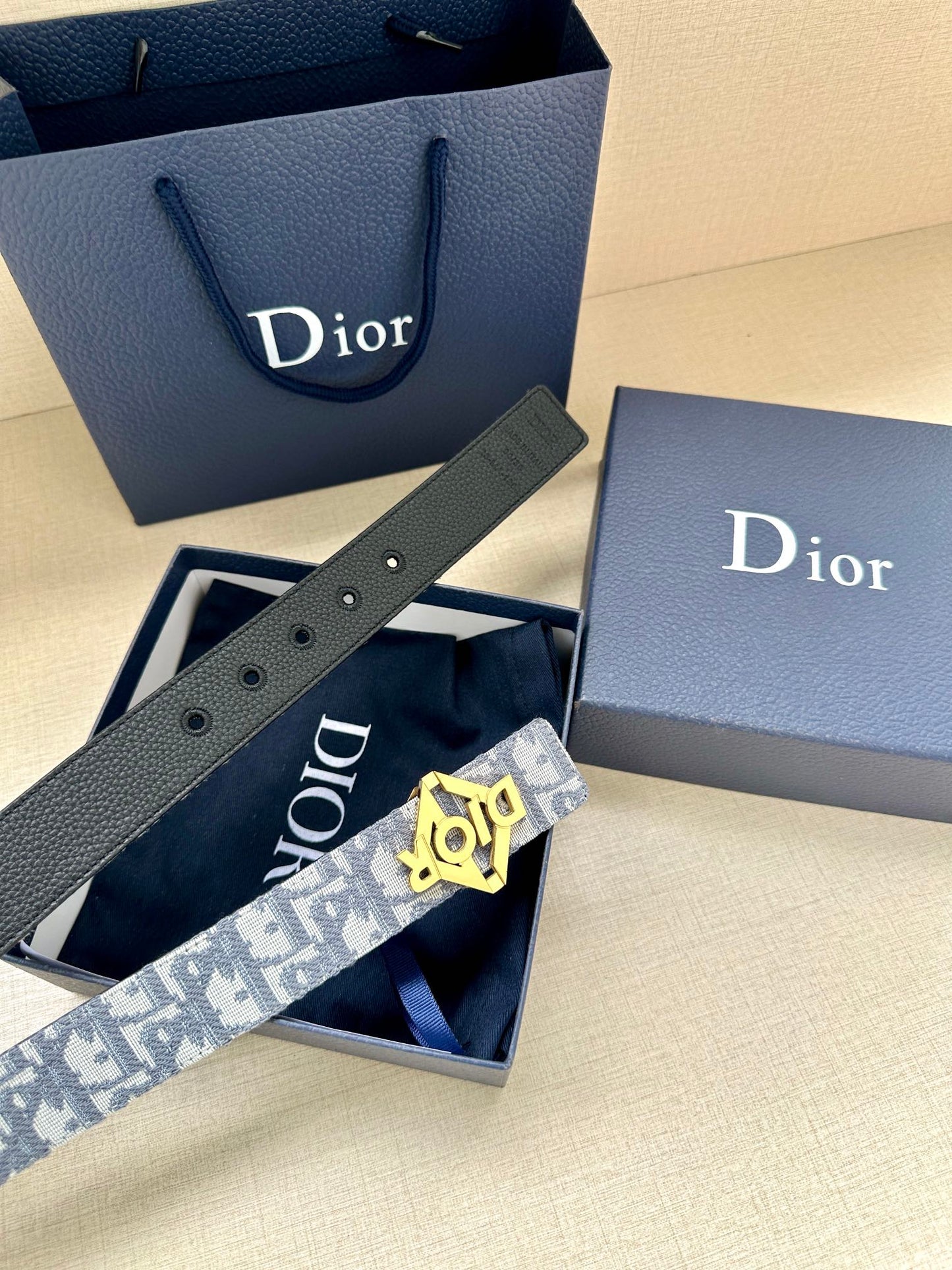 2024 FW new men's gold buckle hollow letter jacquard logo fashionable versatile belt waist belt