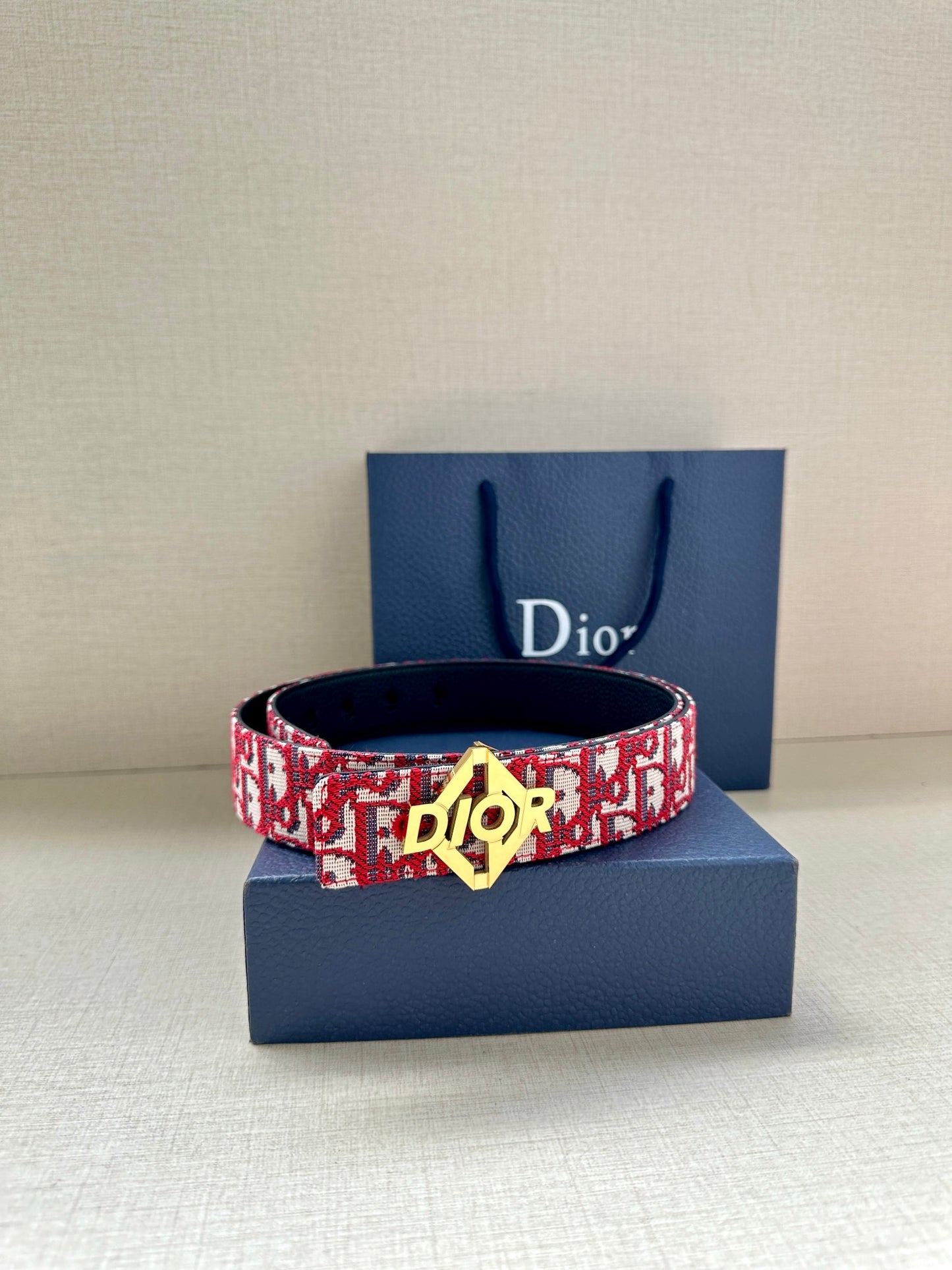2024 FW new men's gold buckle hollow letter jacquard logo fashionable versatile belt waist belt