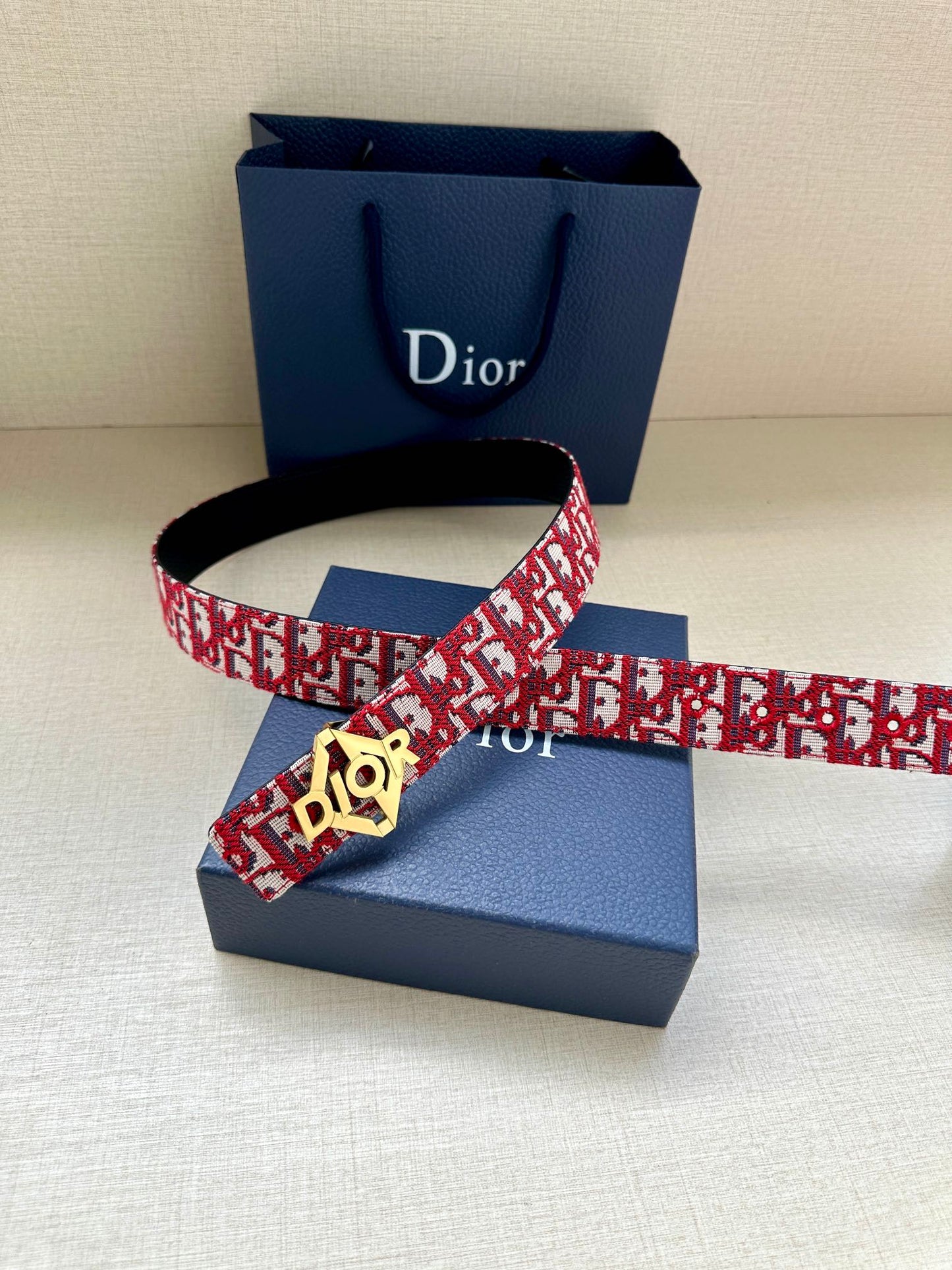2024 FW new men's gold buckle hollow letter jacquard logo fashionable versatile belt waist belt