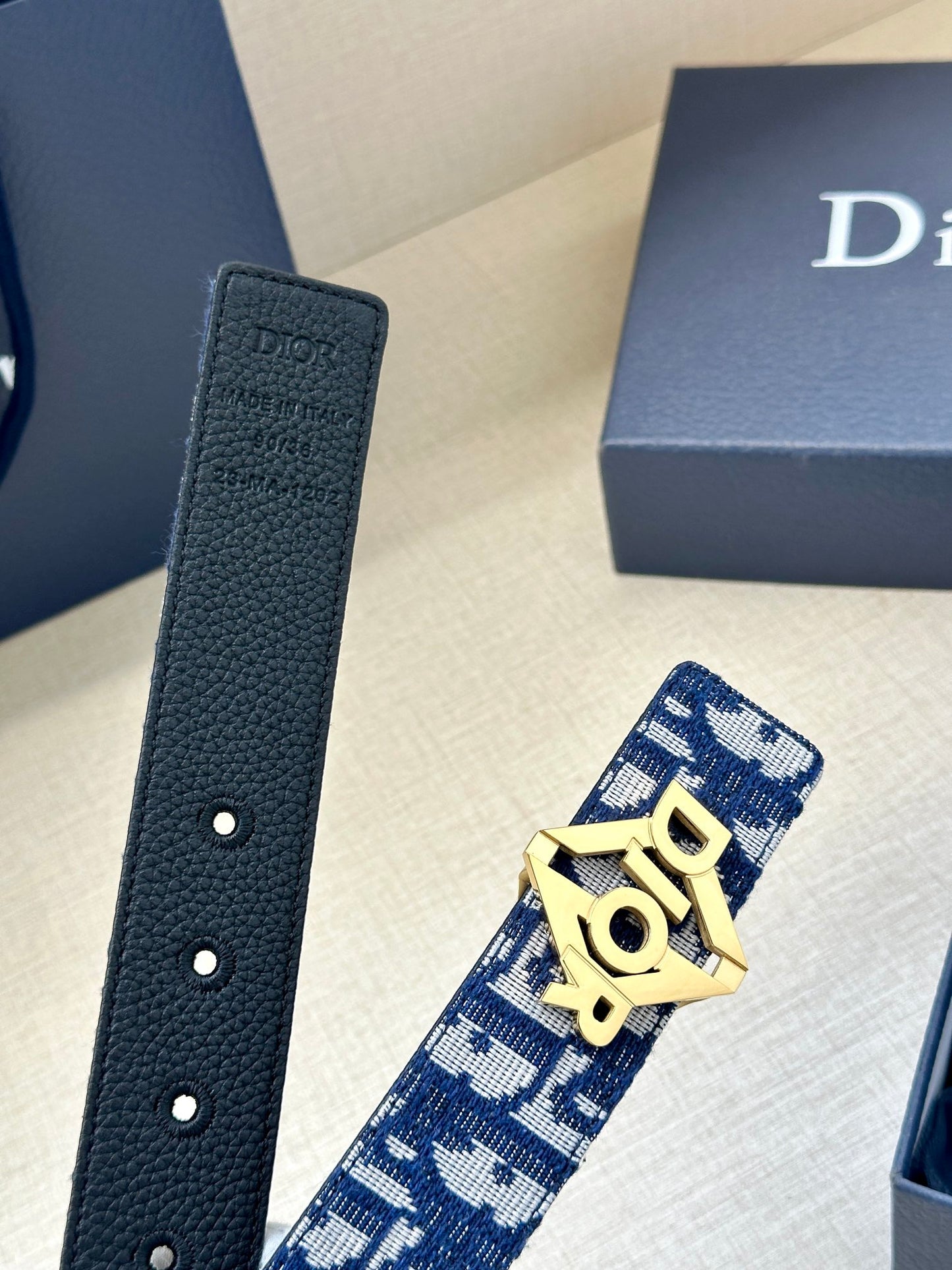2024 FW new men's gold buckle hollow letter jacquard logo fashionable versatile belt waist belt