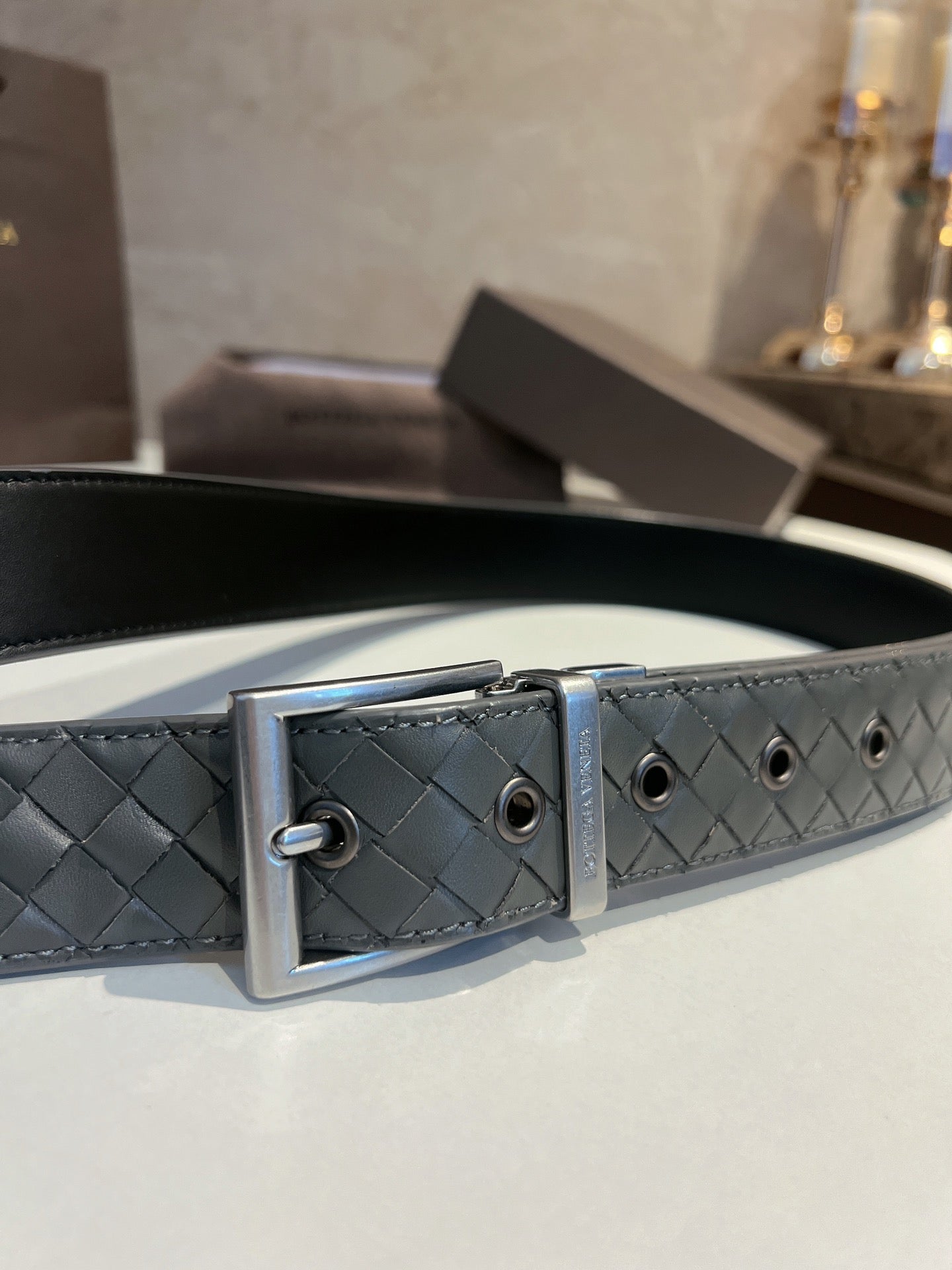 New BV trendy versatile diamond woven men's leather needle buckle belt