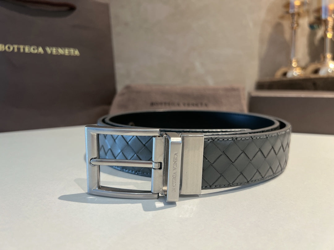 New BV trendy versatile diamond woven men's leather needle buckle belt