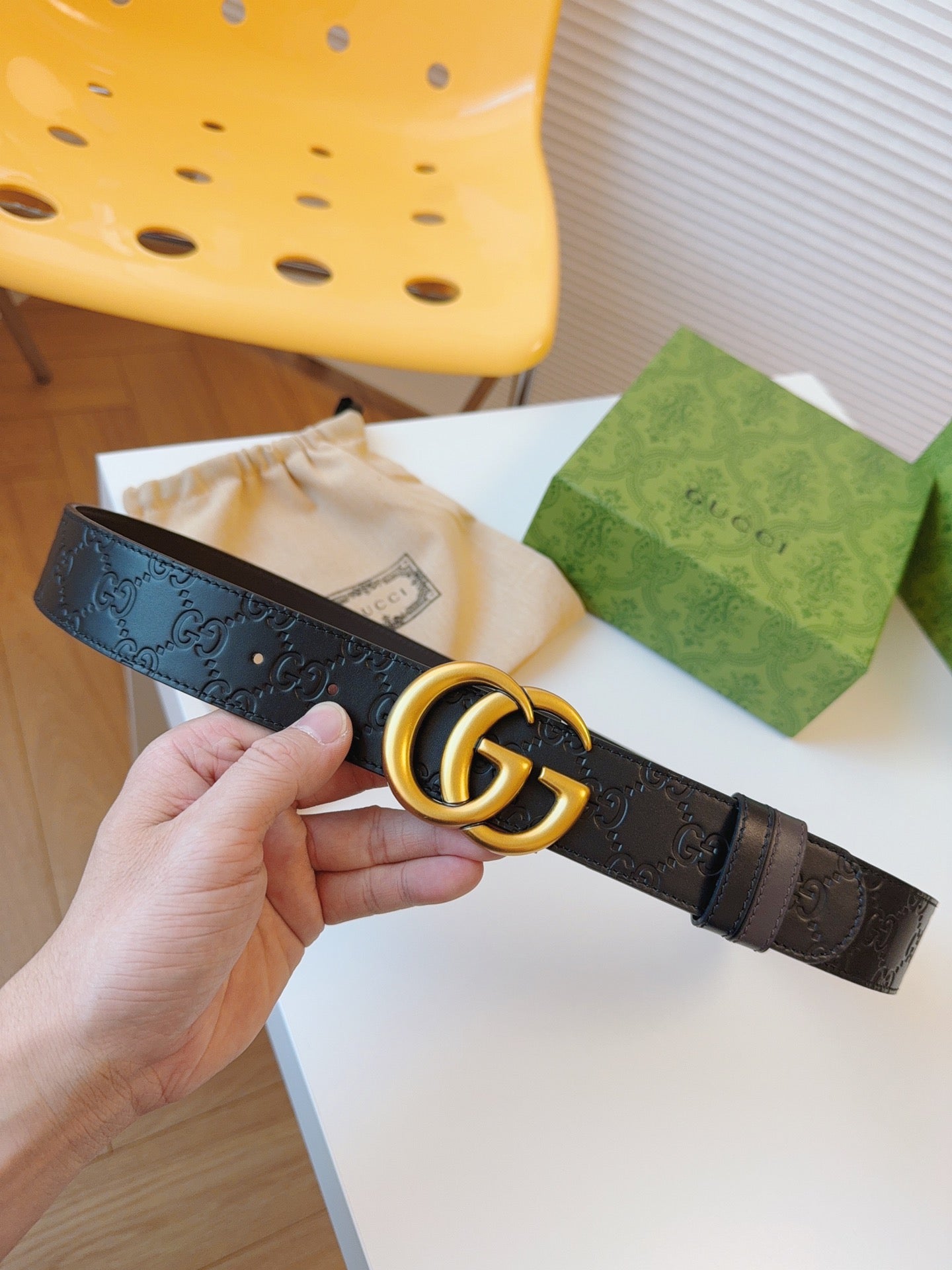 New fashionable and high-end double GG Marmont series men's high-quality double-sided leather belt