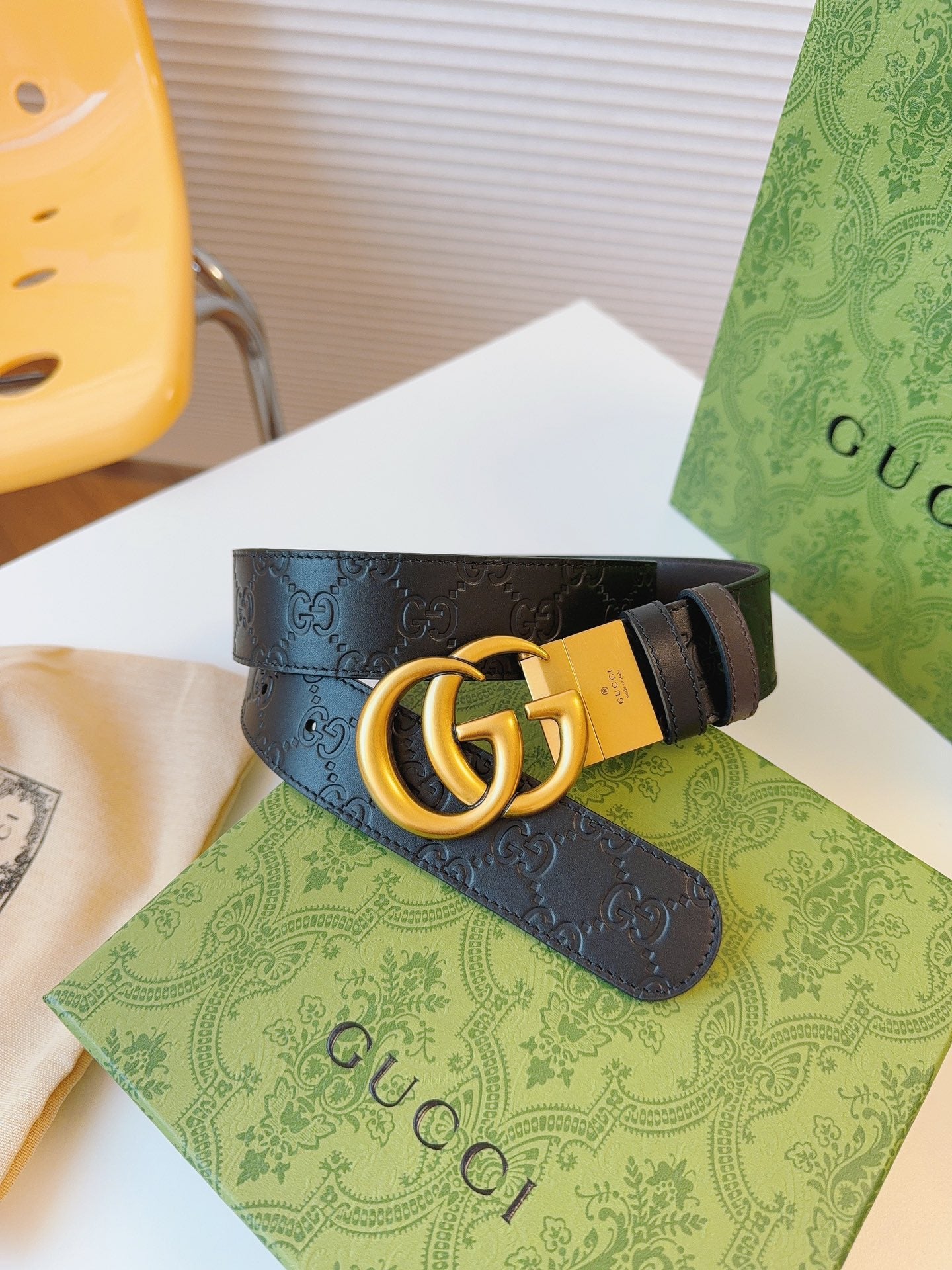New fashionable and high-end double GG Marmont series men's high-quality double-sided leather belt