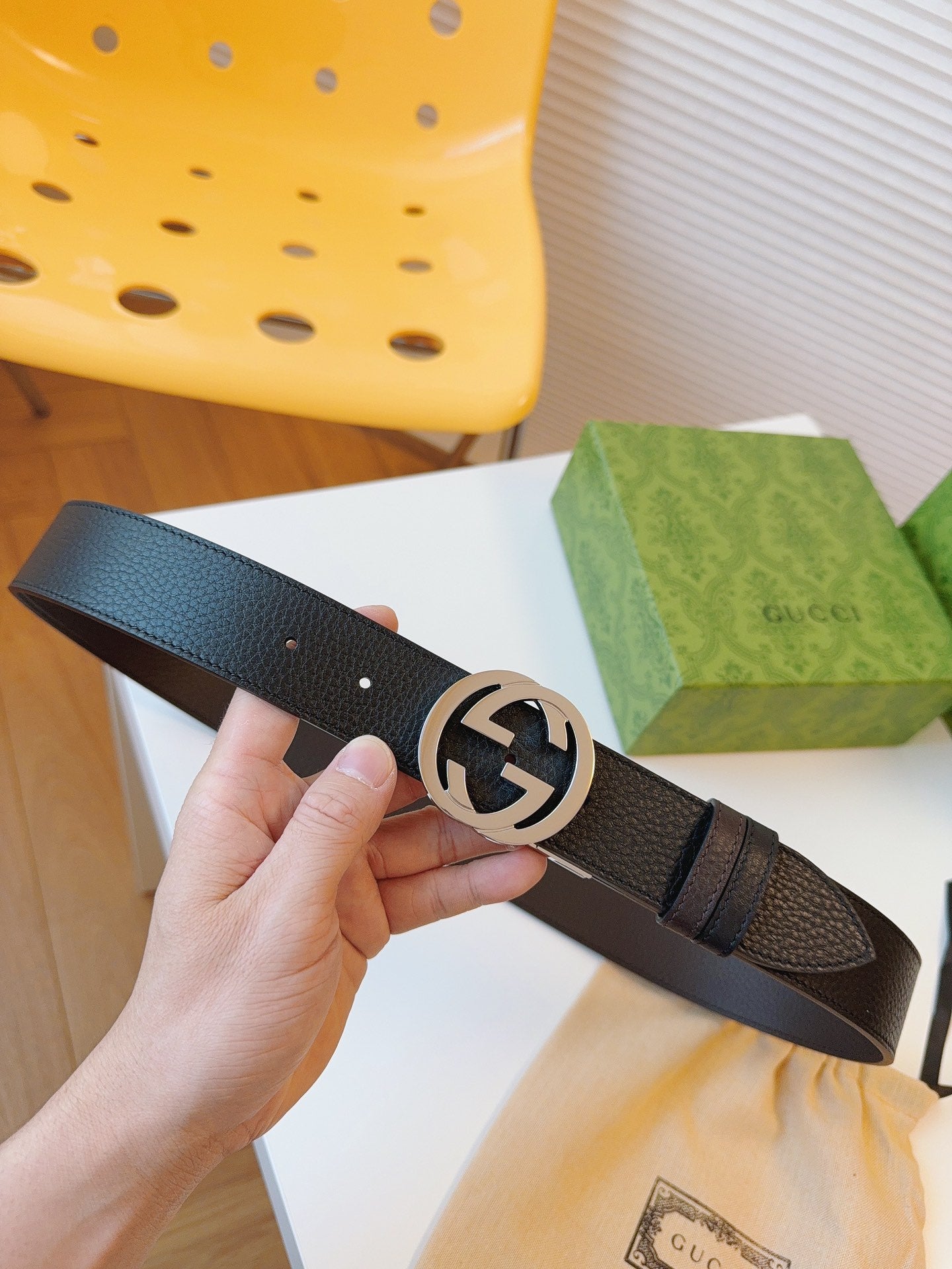 New fashionable and high-end double GG Marmont series men's high-quality double-sided leather belt