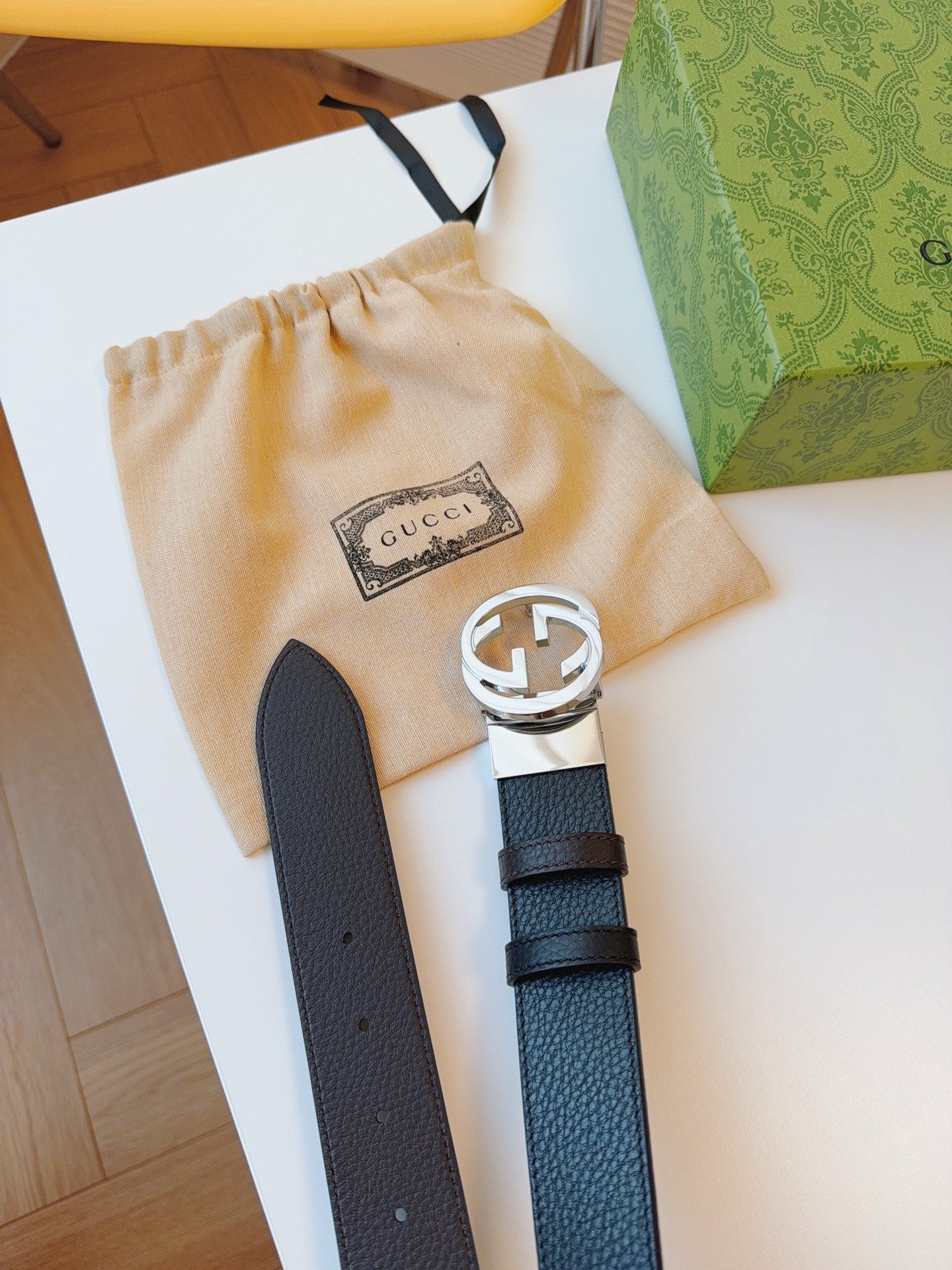 New fashionable and high-end double GG Marmont series men's high-quality double-sided leather belt