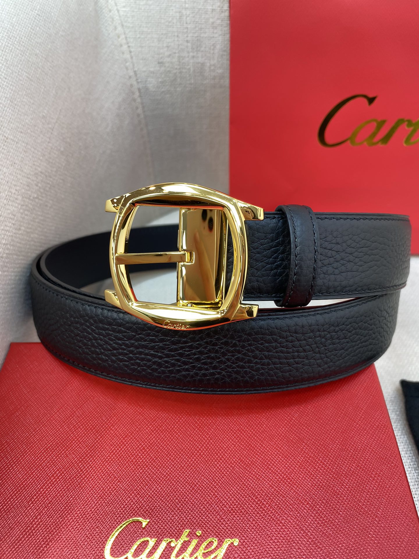 New British Trendy Lychee Leather Men's Belt