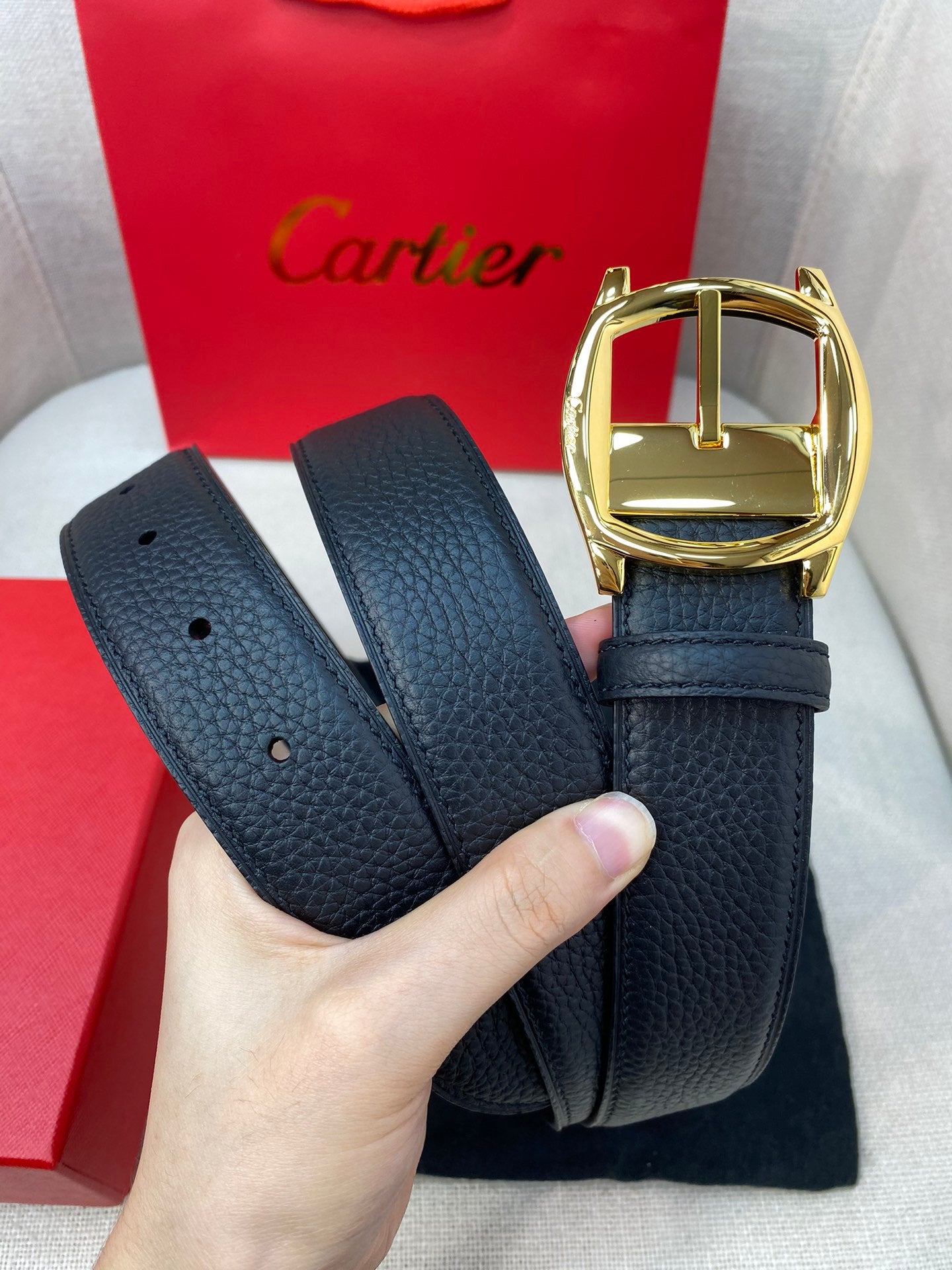 New British Trendy Lychee Leather Men's Belt
