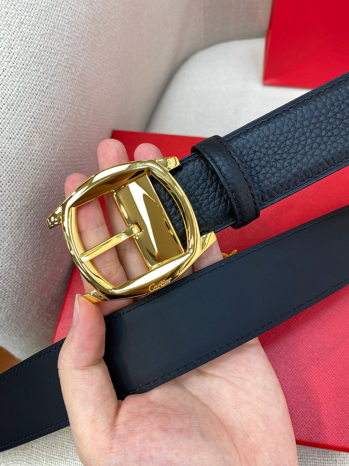 New British Trendy Lychee Leather Men's Belt