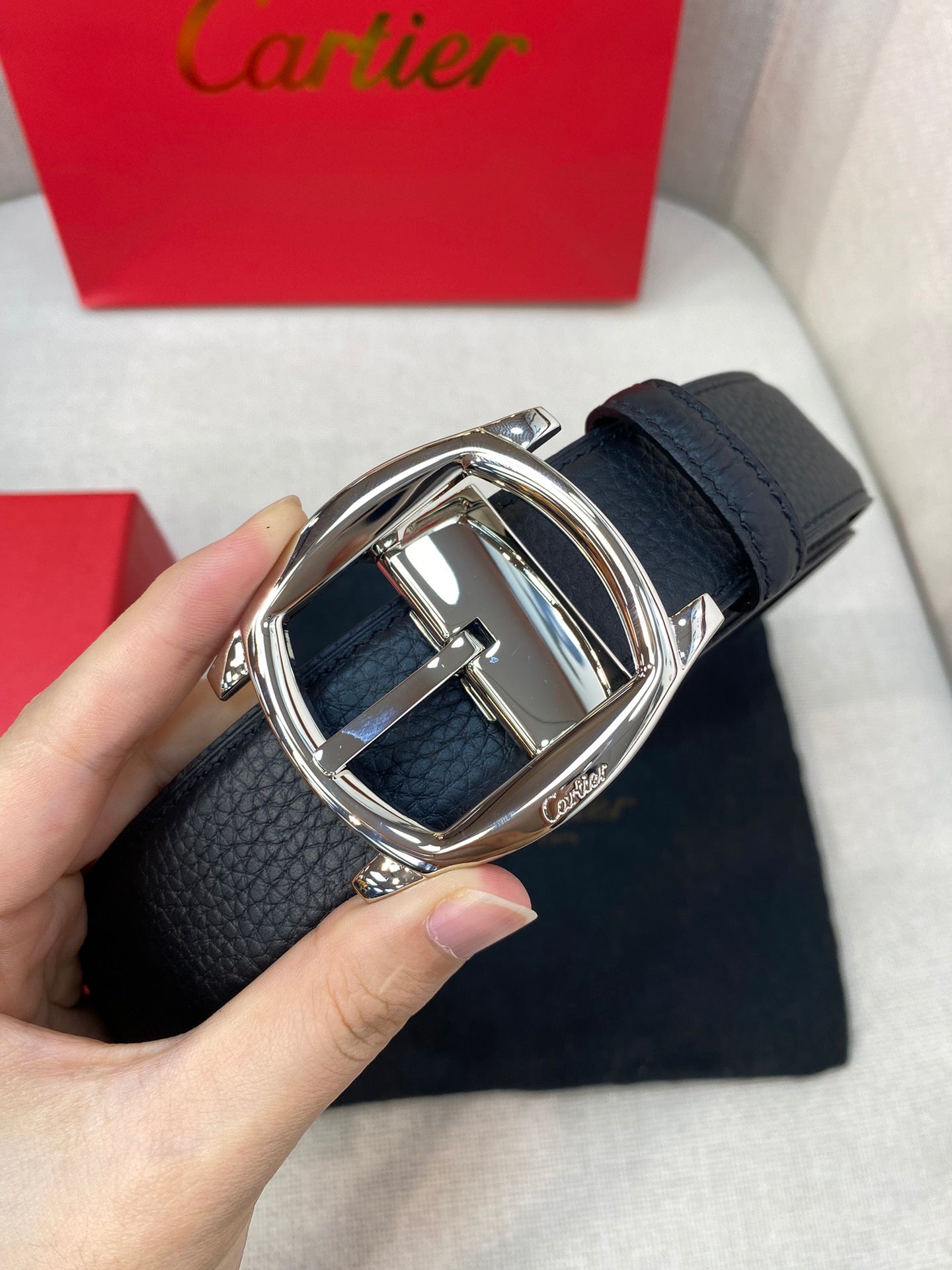 New British Trendy Lychee Leather Men's Belt