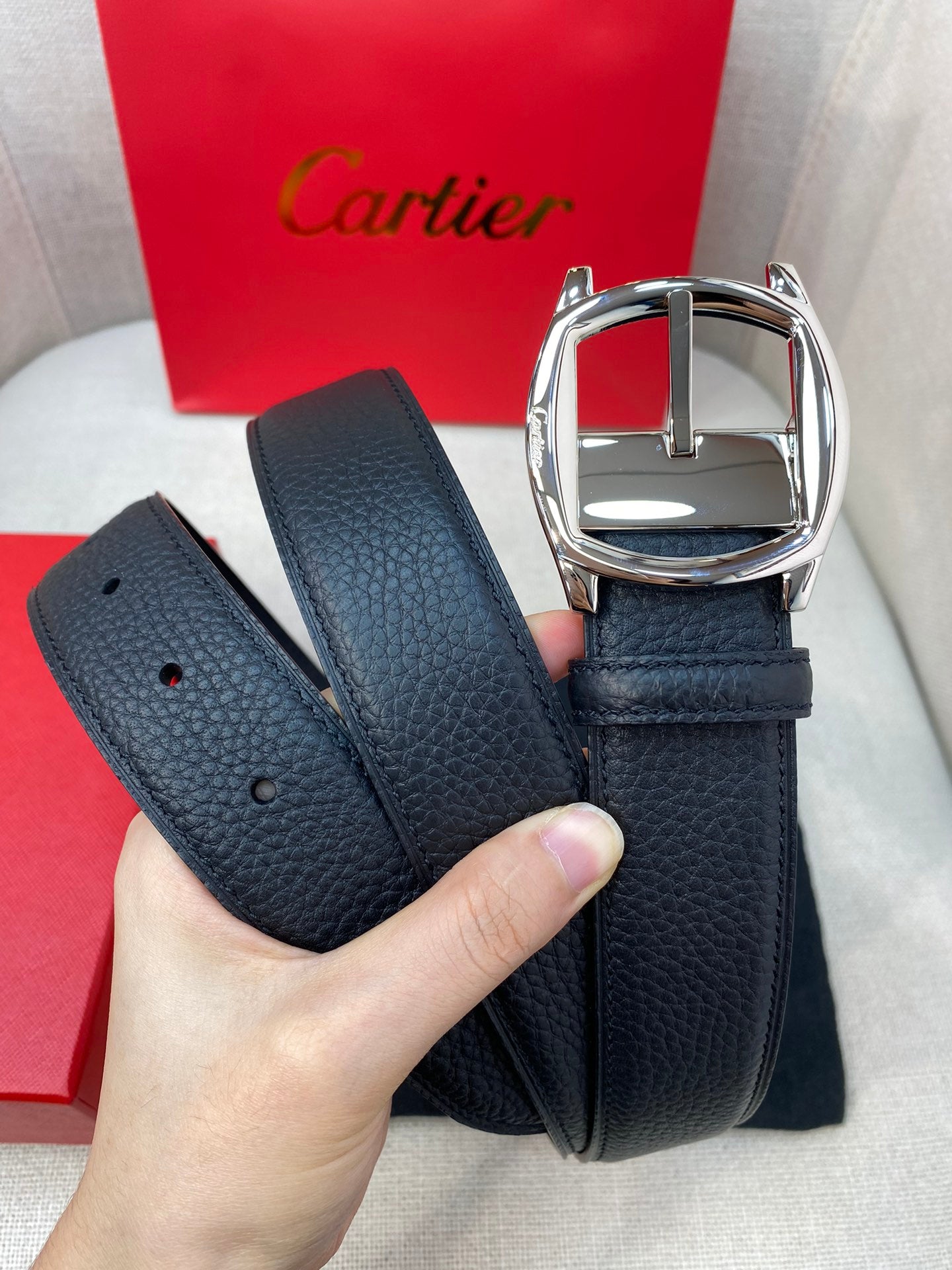 New British Trendy Lychee Leather Men's Belt