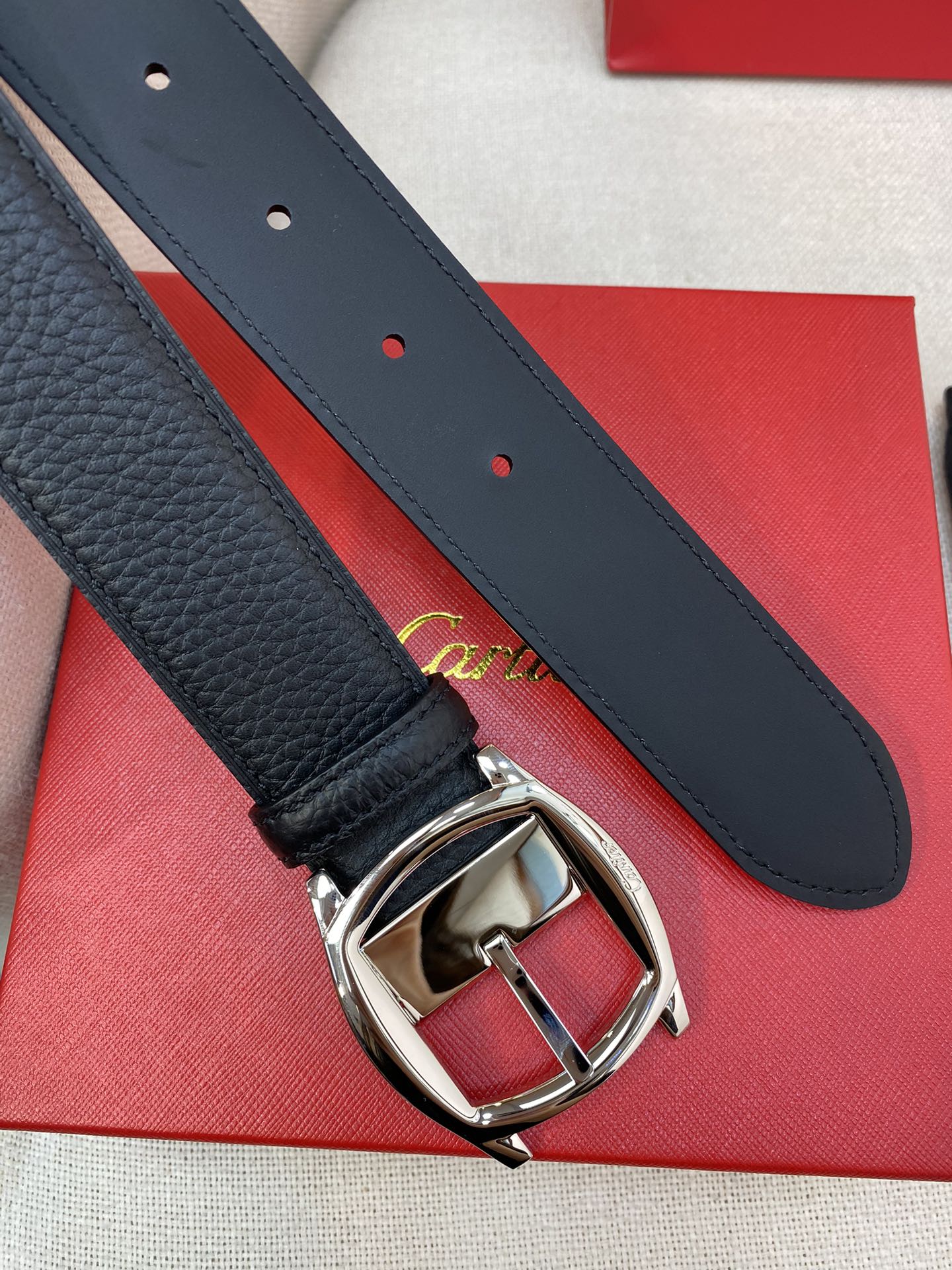 New British Trendy Lychee Leather Men's Belt