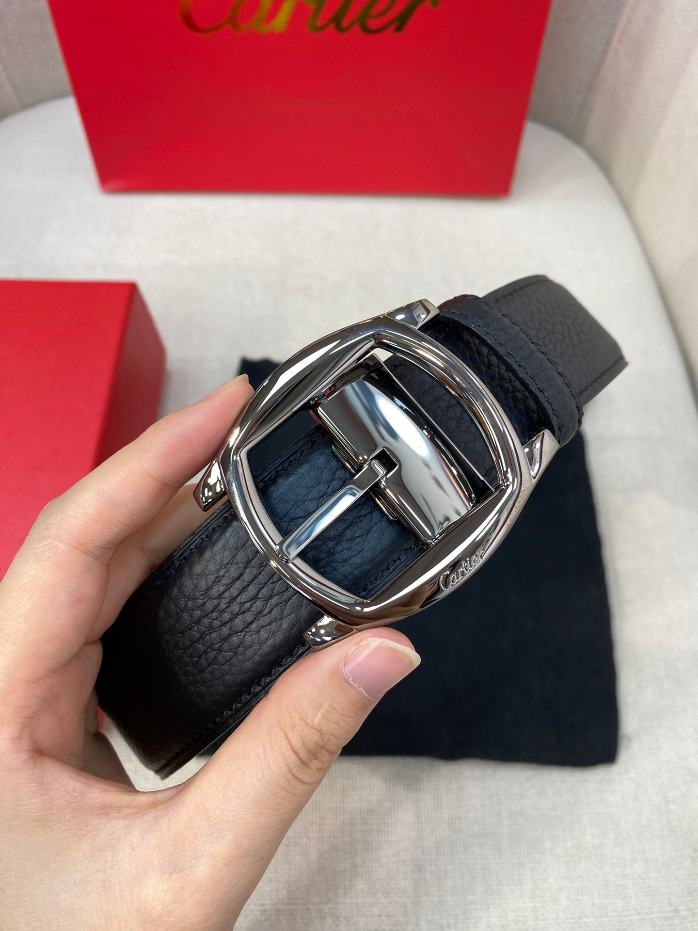 New British Trendy Lychee Leather Men's Belt