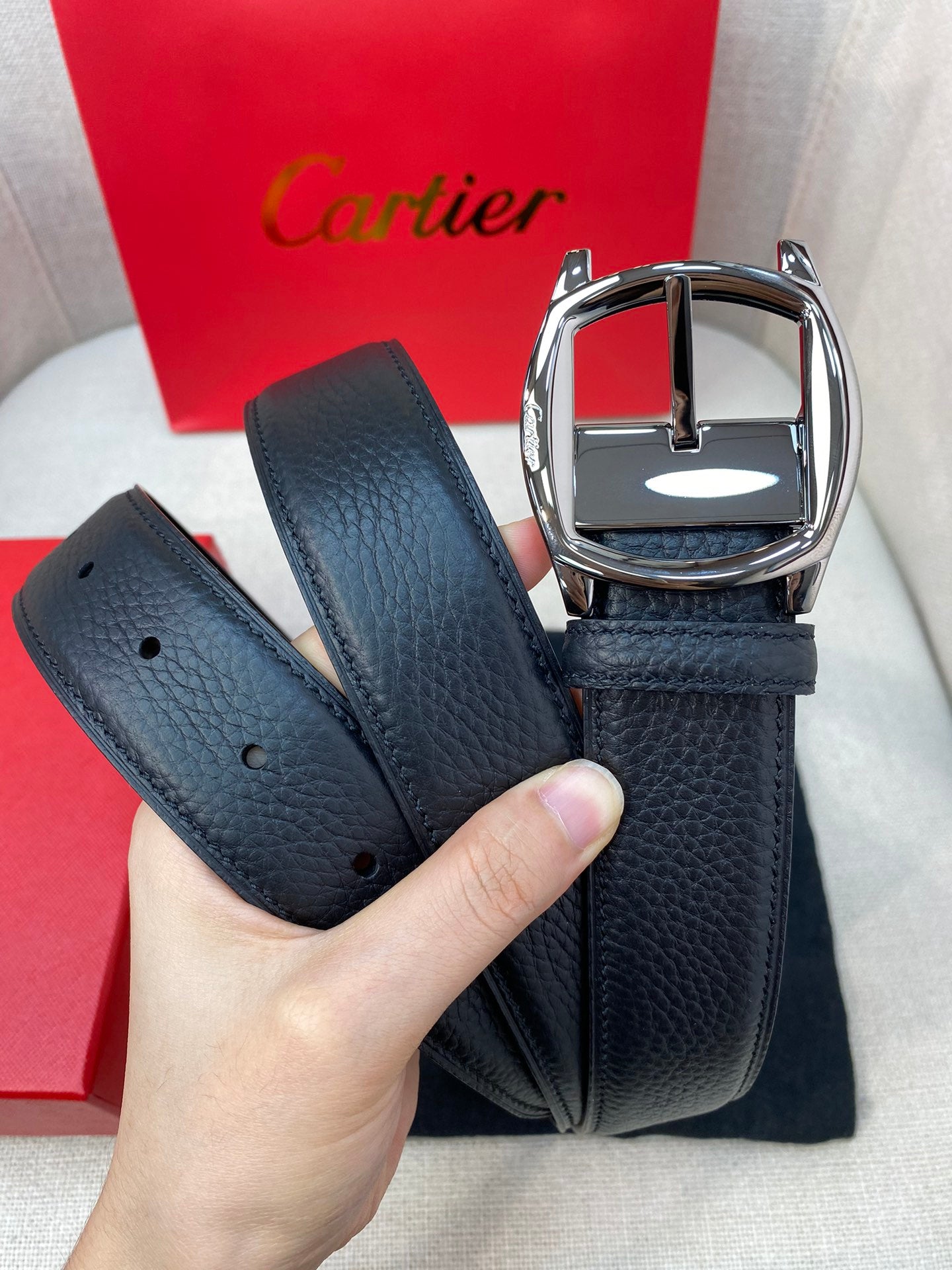 New British Trendy Lychee Leather Men's Belt