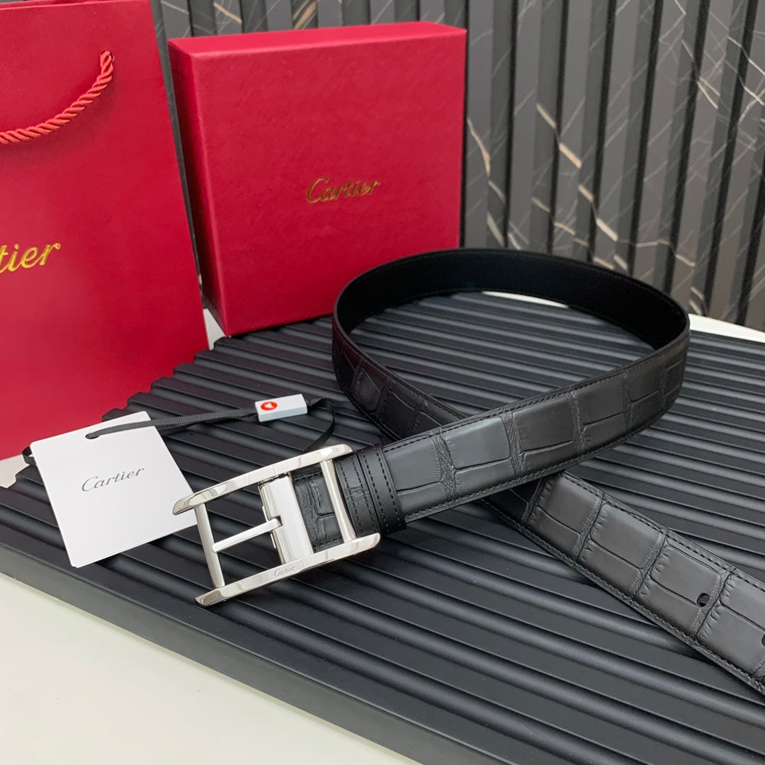 New Light Luxury Fashion Trendy Crocodile Leather Men's Belt