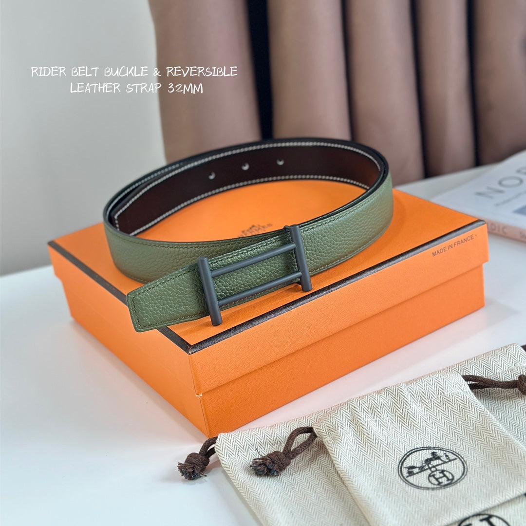 New casual versatile trendy classic H-buckle metal I-shaped men's business double-sided genuine cowhide belt