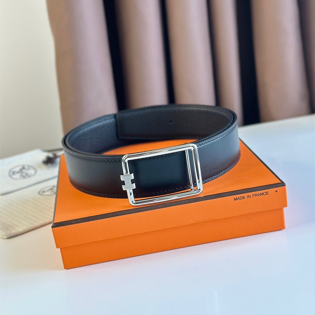 European and American new light luxury versatile H home men's casual double-sided genuine cowhide belt