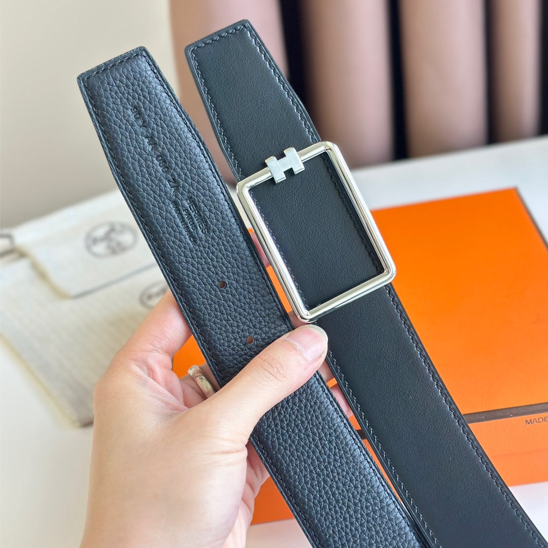 European and American new light luxury versatile H home men's casual double-sided genuine cowhide belt