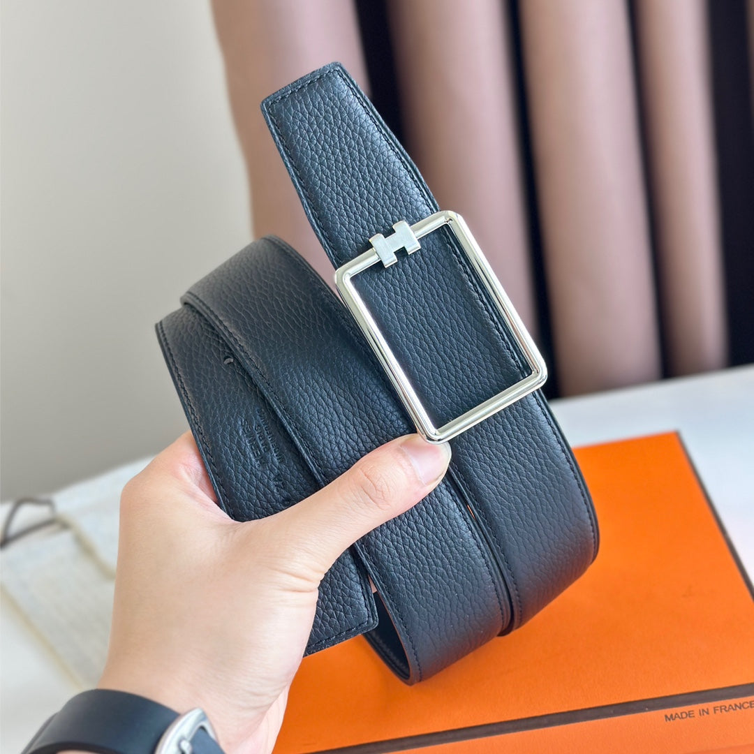 European and American new light luxury versatile H home men's casual double-sided genuine cowhide belt